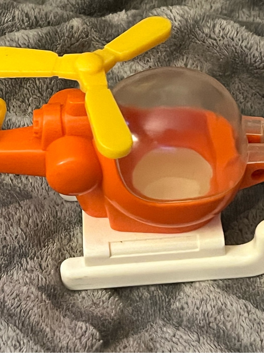 Vintage Fisher Price Orange Helicopter W/ Yellow Propeller